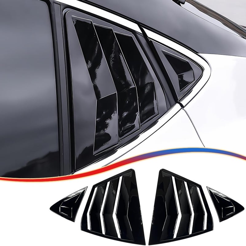 MUXEE 2Pcs Side Vent Window Louvers for Toyota Camry 2025 2026, ABS Print Sport Window Decorative Covers, Exterior Trim Accessories - Bright Black - Image 1